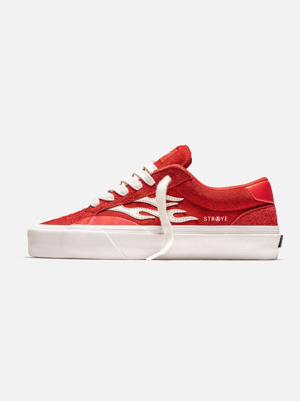 Straye Logan Red flame Sneakers fluffy suede with White Laces